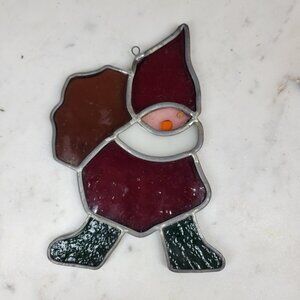 Vintage Stained Glass Santa Claus with Gifts Sun Catchers Christmas Ornaments